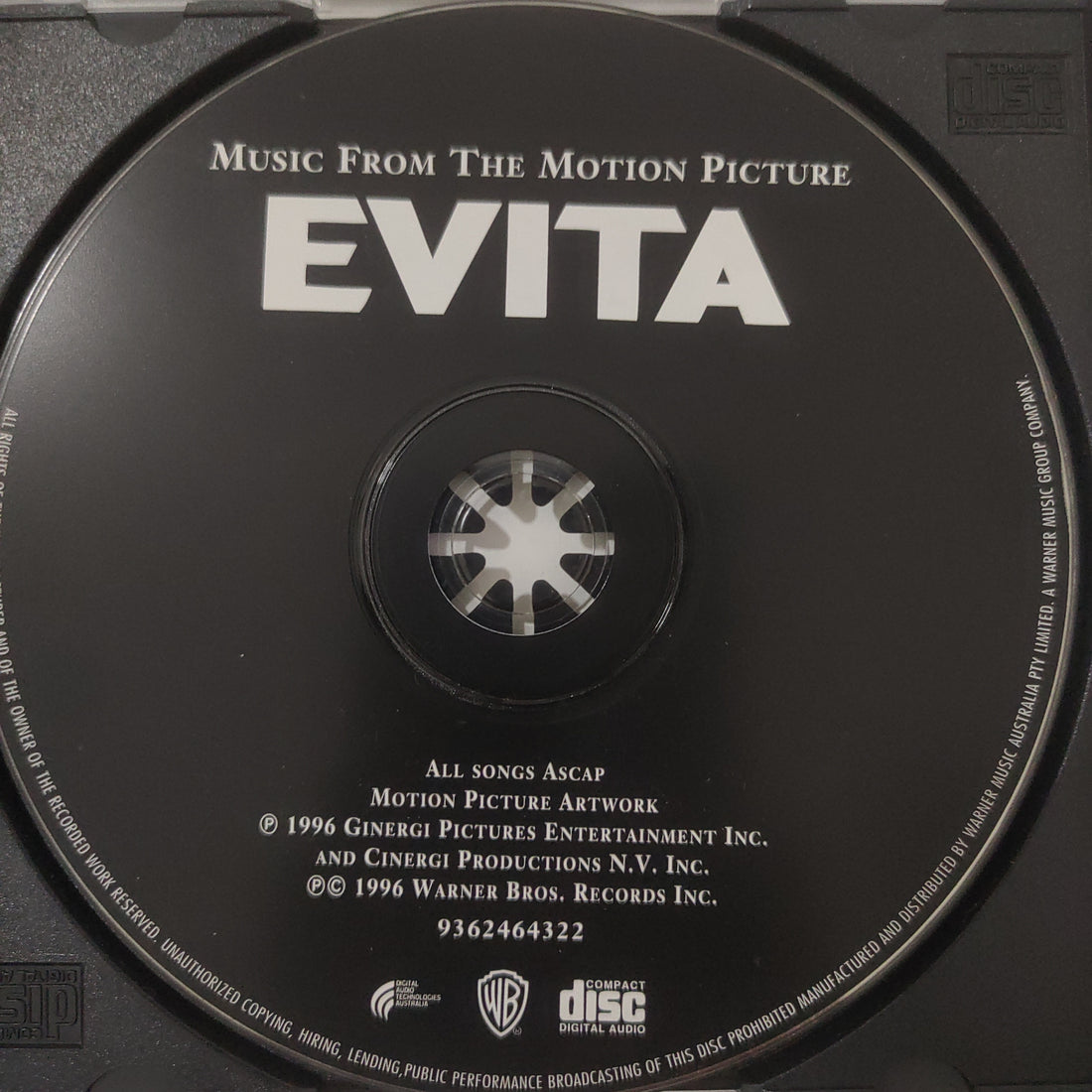 ซีดี Andrew Lloyd Webber And Tim Rice - Evita Music From The Motion Picture CD VG+