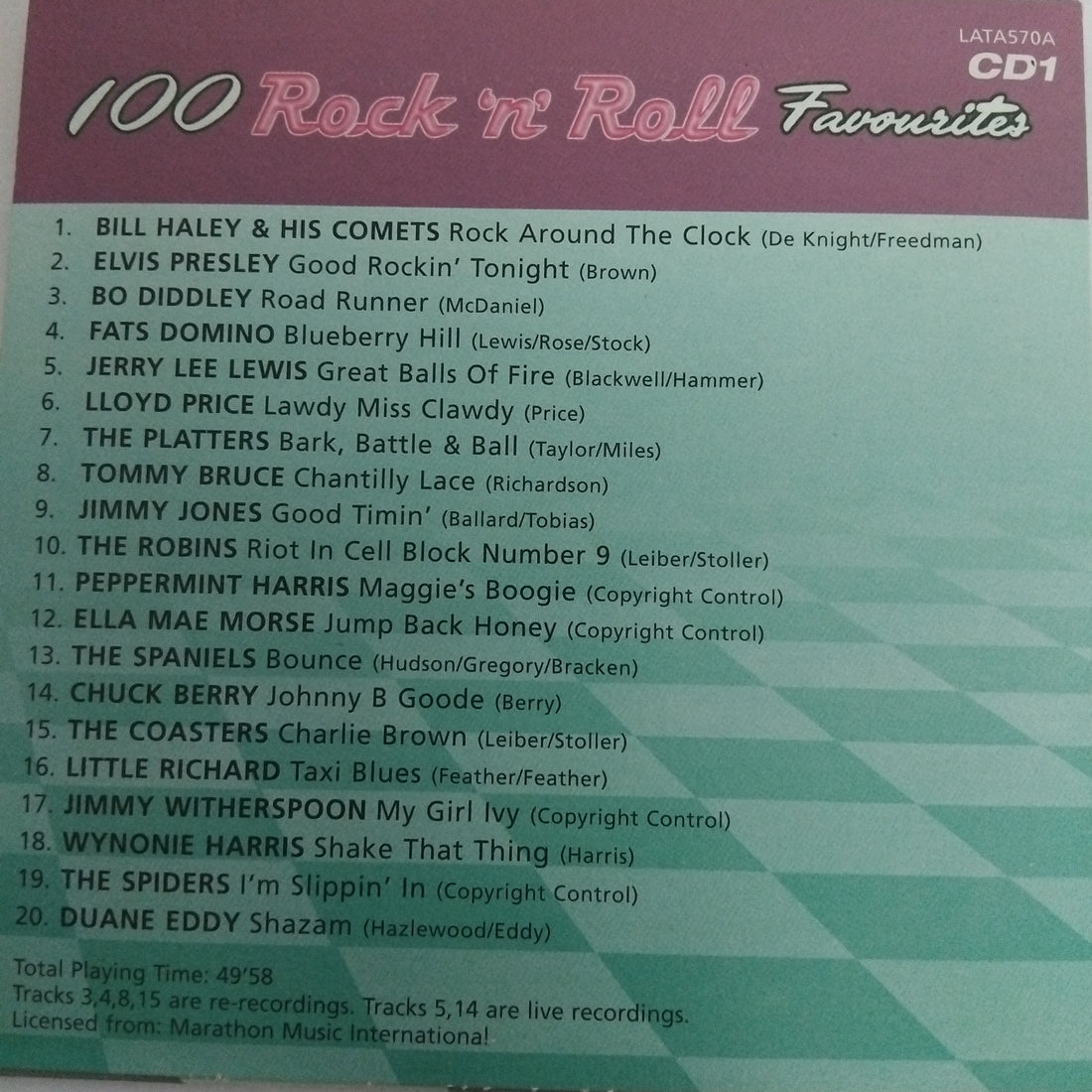 ซีดี Various - 100 Rock 'N' Roll Favourites (CD) (VG+)