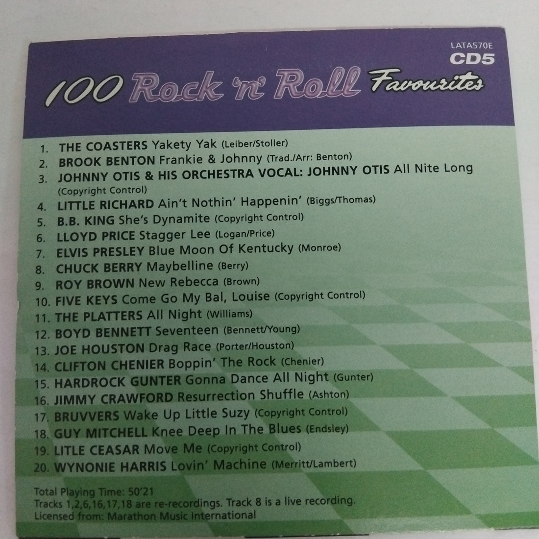 ซีดี Various - 100 Rock 'N' Roll Favourites (CD) (VG+)