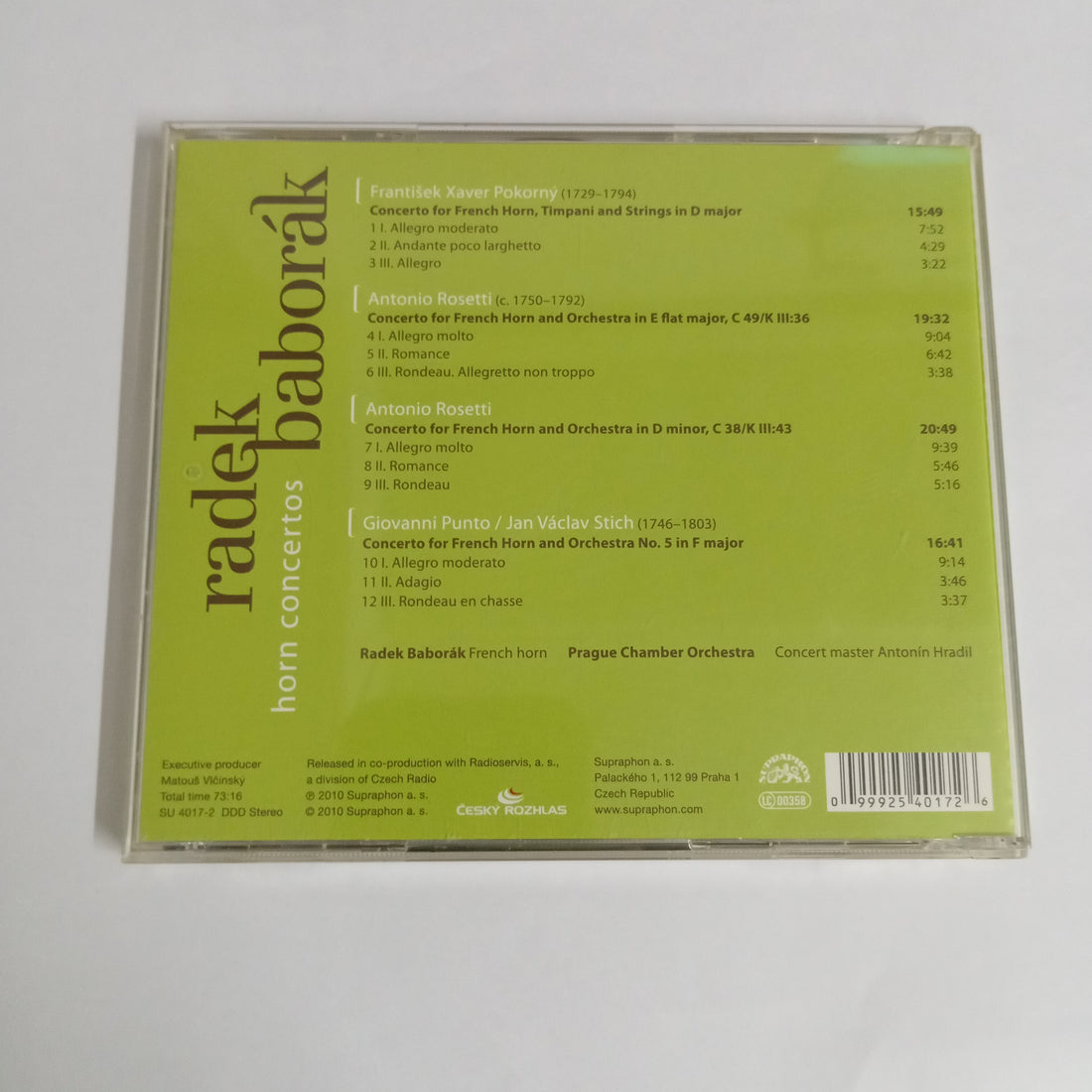 ซีดี Radek Baborák, Prague Chamber Orchestra - František Xaver Pokorný, Antonio Rosetti, Jan Václav Stich-Punto - Horn Concertos (CD) (VG+)