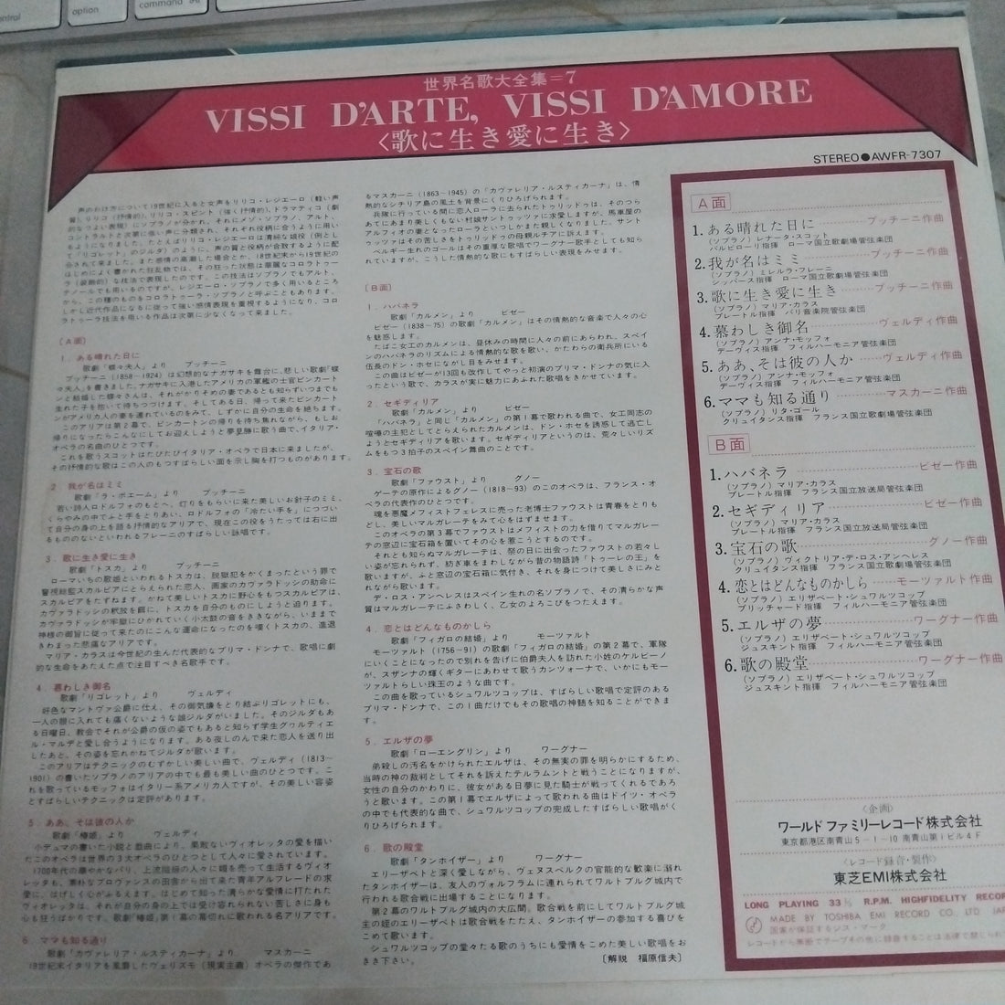 แผ่นเสียง Various - Vissi D'Arte, Vissi D'Amore (Vinyl) (VG+)