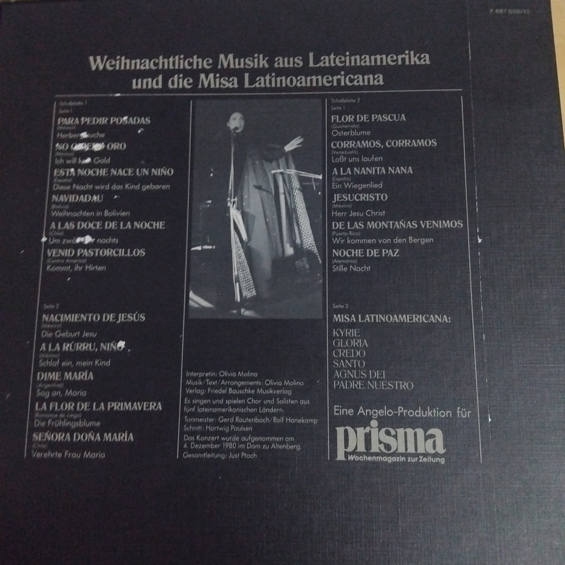 แผ่นเสียง Olivia Molina - Gloria – Weihnachtliche Musik Aus Lateinamerika Und Die Misa Latinoamericana (Vinyl) (VG+)  (2LPs)