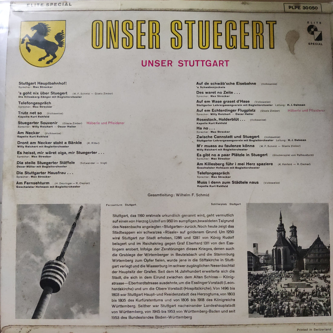 แผ่นเสียง Various - Onser Stuegert (Unser Stuttgart) (Vinyl) (VG+)