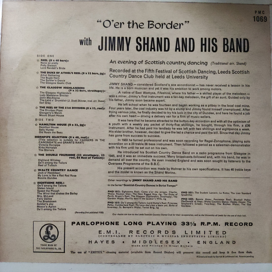 แผ่นเสียง Jimmy Shand And His Band - O'er The Border Vinyl VG+