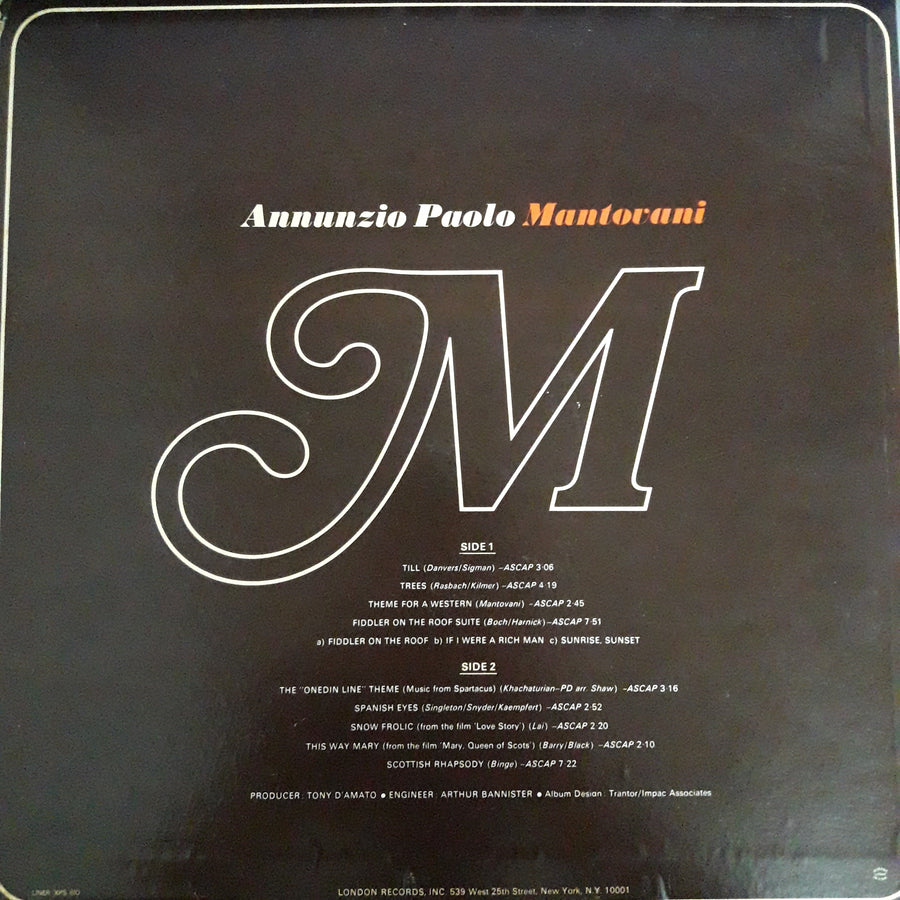 แผ่นเสียง Mantovani And His Orchestra - Annunzio Paolo Mantovani (Vinyl) (VG+)