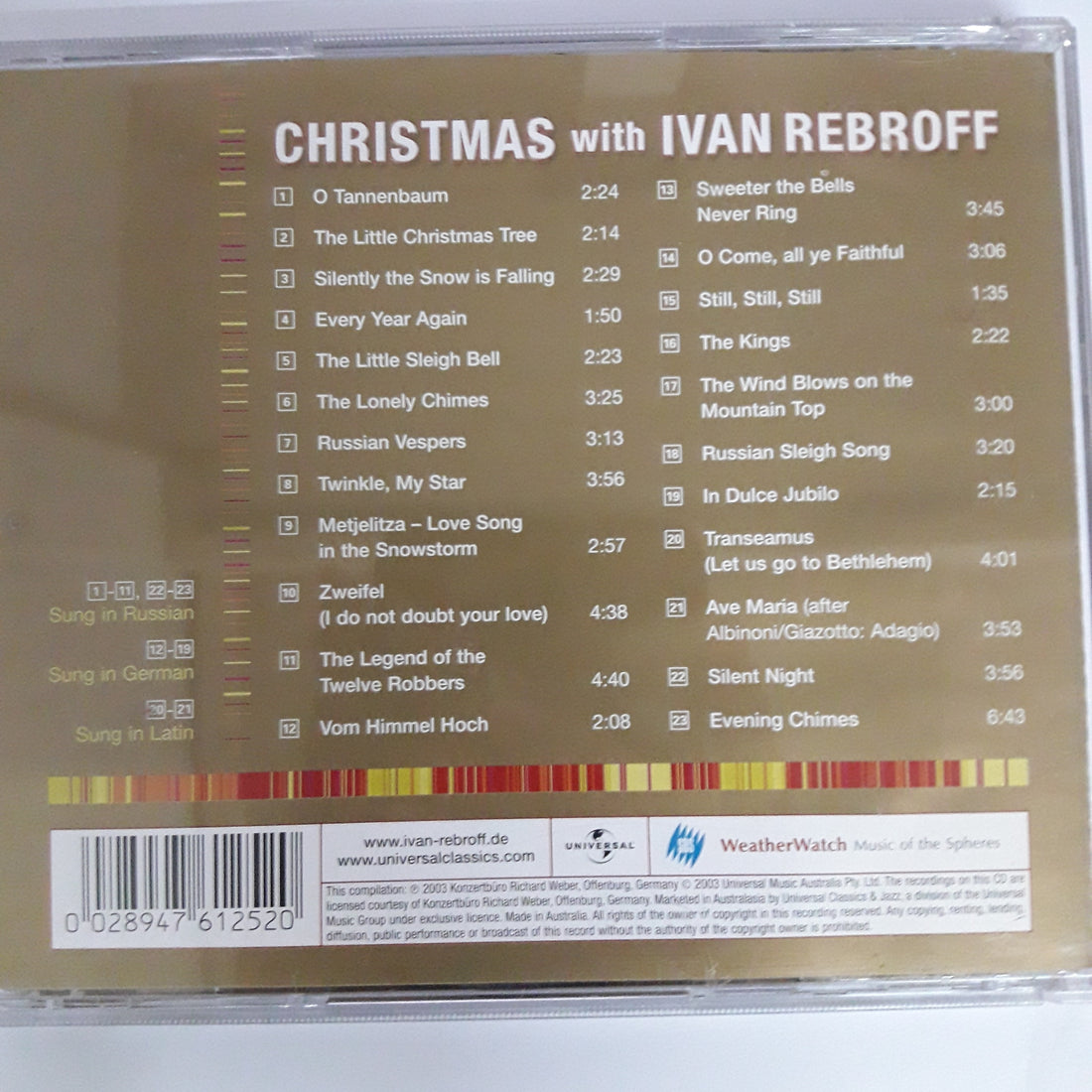 ซีดี Ivan Rebroff - Christmas With Ivan Rebroff (CD) (VG+)