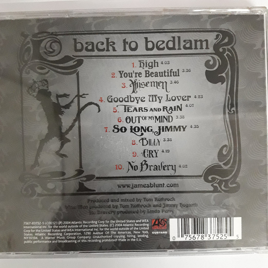 ซีดี James Blunt - Back To Bedlam (CD) (VG+)