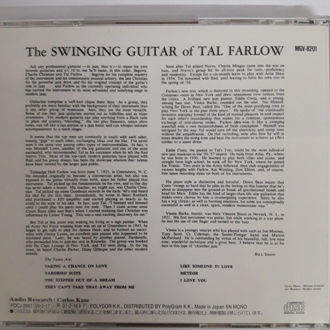 ซีดี Tal Farlow - THE Swinging Guitar Of TAL FARLOW (CD) (VG+)