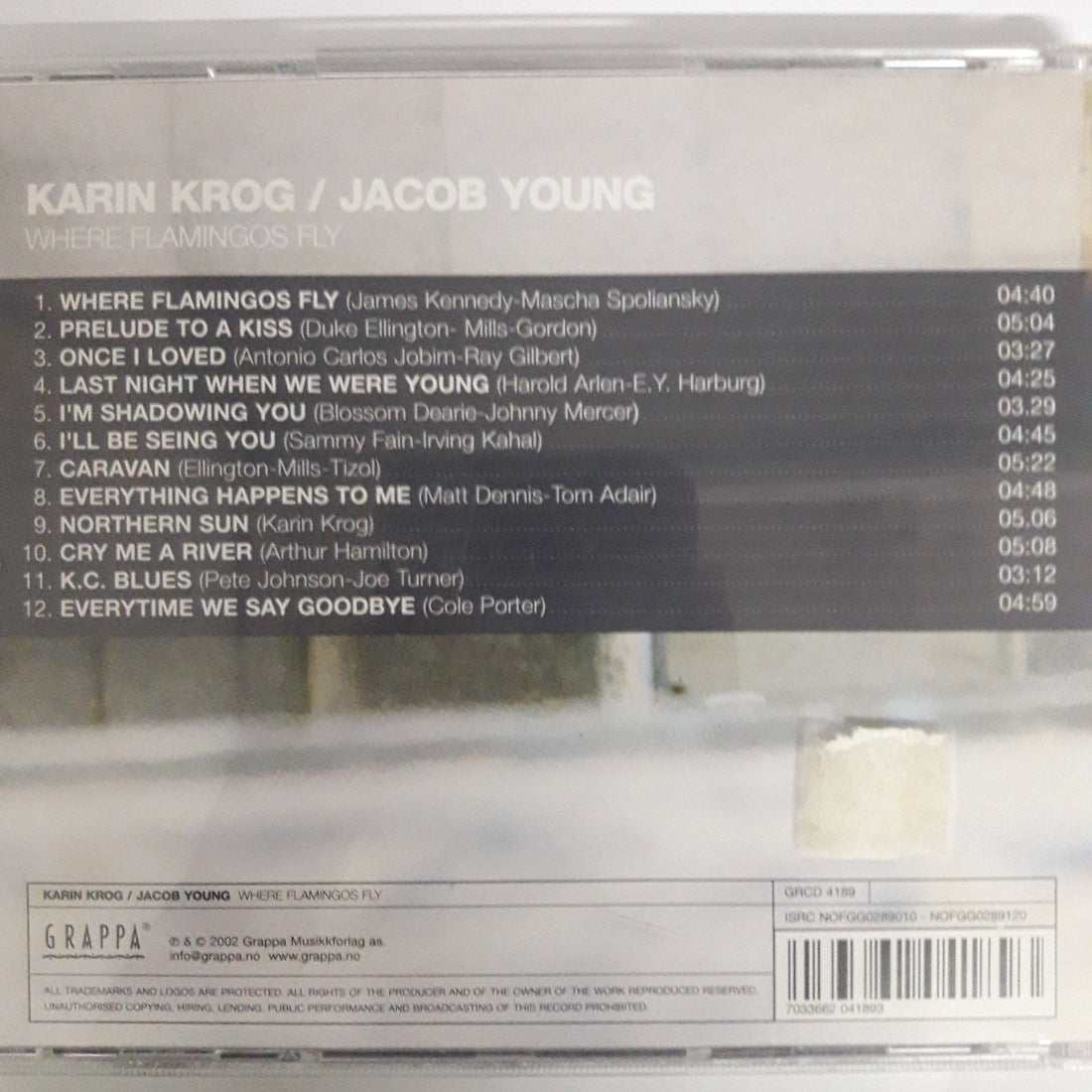 ซีดี KARIN KROG / JACOB YOUNG WHERE FLAMINGOS FLY (CD) (VG+)