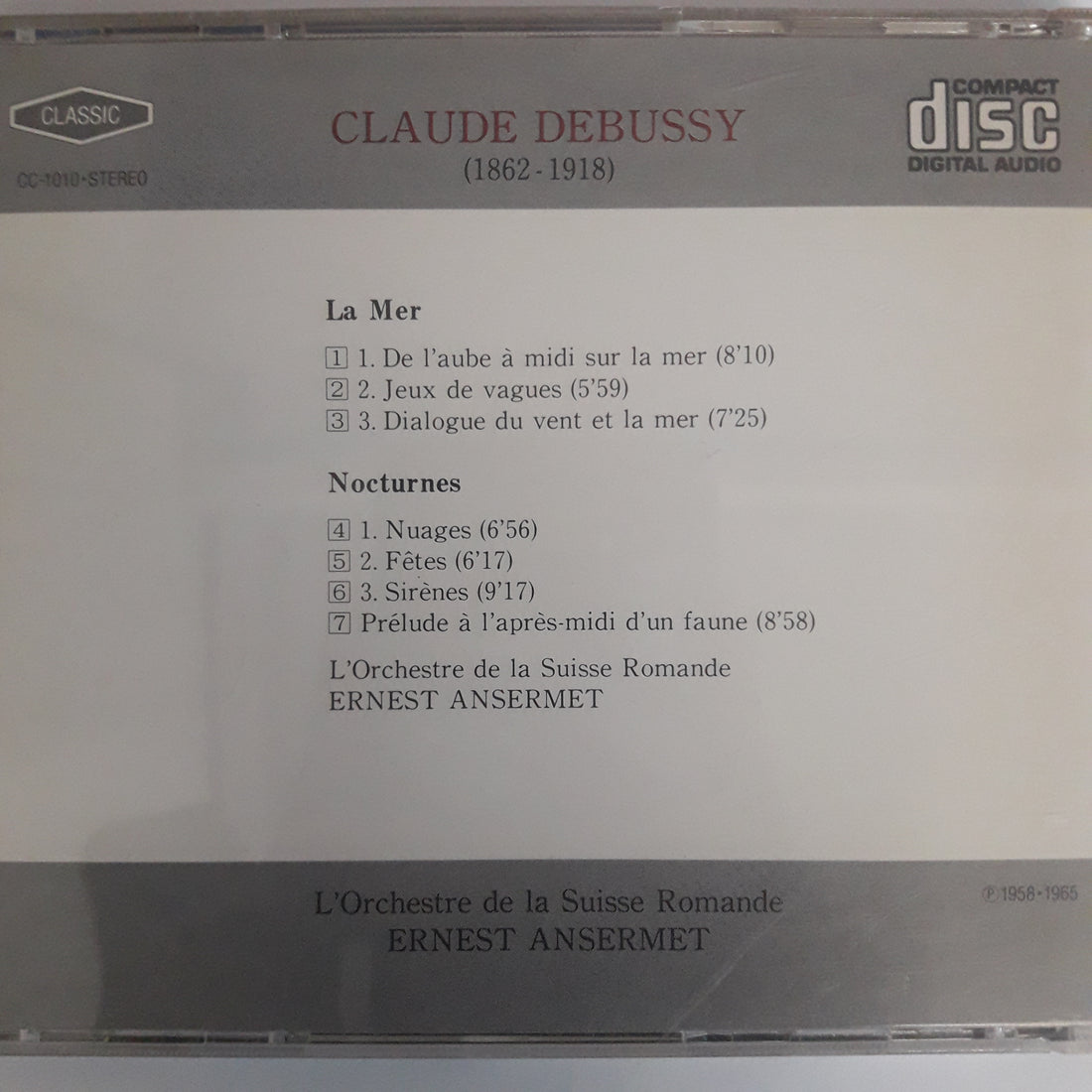 ซีดี ERNEST ANSERMET - DEBUSSY LA MER/NOCTURNES (CD) (VG+)