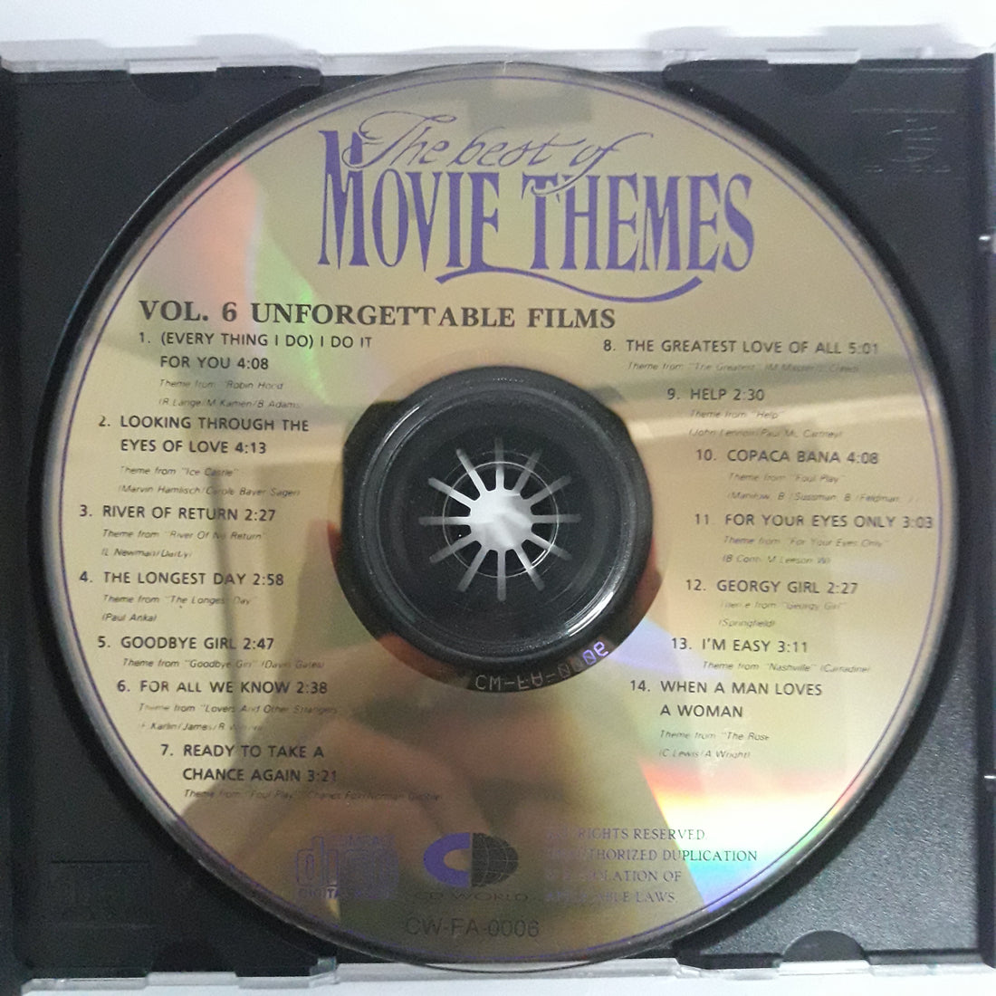 ซีดี Various - THE BEST OF MOVIE THEMES VOL.6 UNFORGETTABLE FILMS (CD) (VG+)