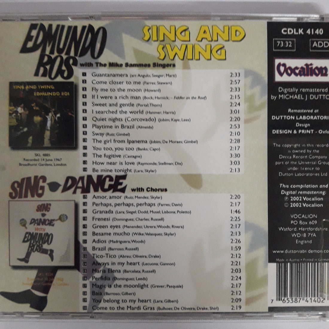 ซีดี EDMUNDO ROS - Sing & Swing Sing & Dance (CD) (VG+)