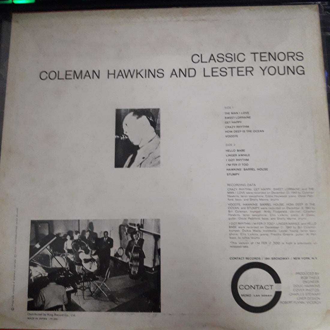 แผ่นเสียง Coleman Hawkins And Lester Young - Classic Tenors (Vinyl) (VG+)