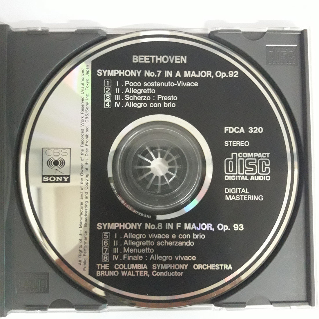 ซีดี Ludwig van Beethoven : Bruno Walter, Columbia Symphony Orchestra - Symphony No.7 / Symphony No.8 (CD) (VG+)