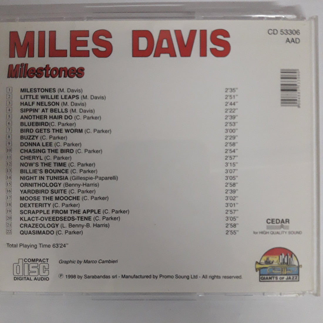 ซีดี Miles Davis - Milestones (CD) (VG+)