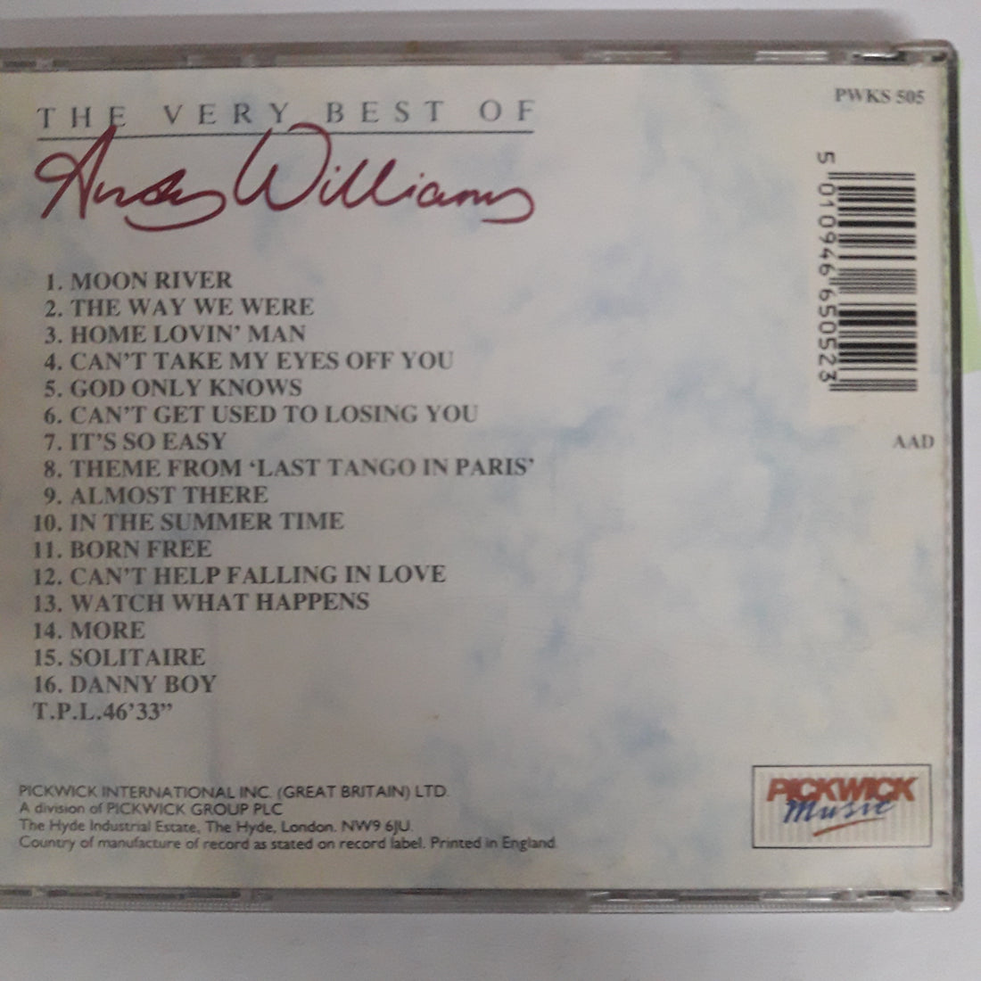 ซีดี Andy Williams - The Very Best Of Andy Williams CD VG