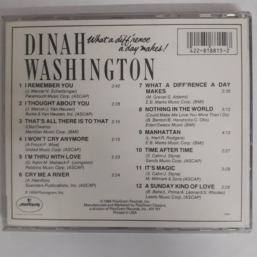 ซีดี Dinah Washington - What A Diff'rence A Day Makes! CD VG