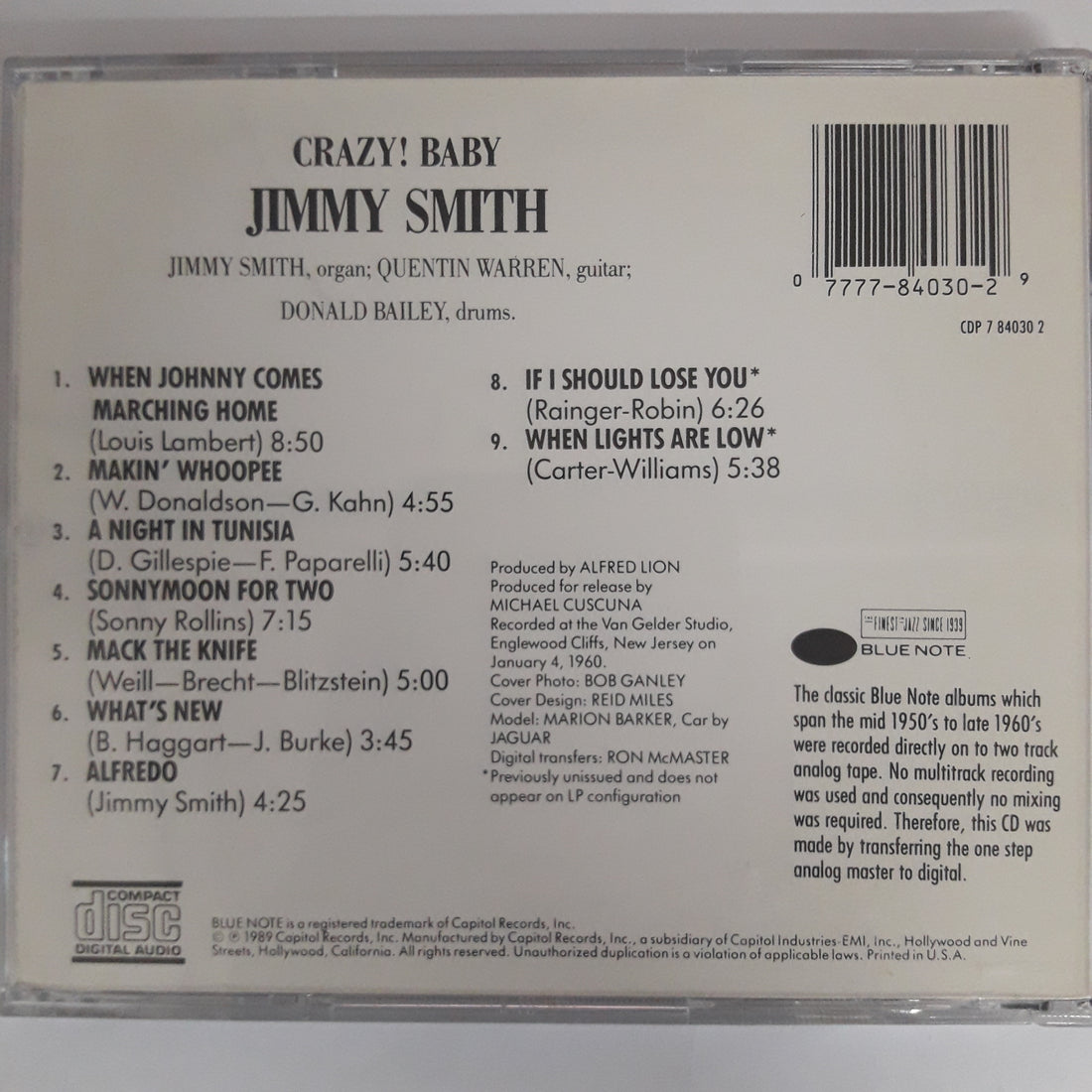 ซีดี Jimmy Smith - Crazy! Baby (CD) (VG)