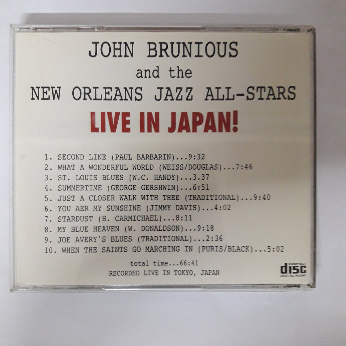 ซีดี John Brunious - John Brunious And The New Orleans Jazz All Stars CD VG+