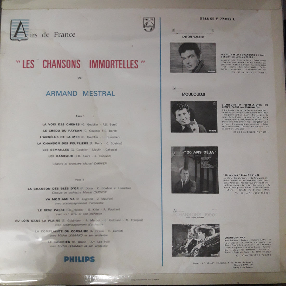 แผ่นเสียง Armand Mestral - Les Chansons Immortelles Vinyl VG+