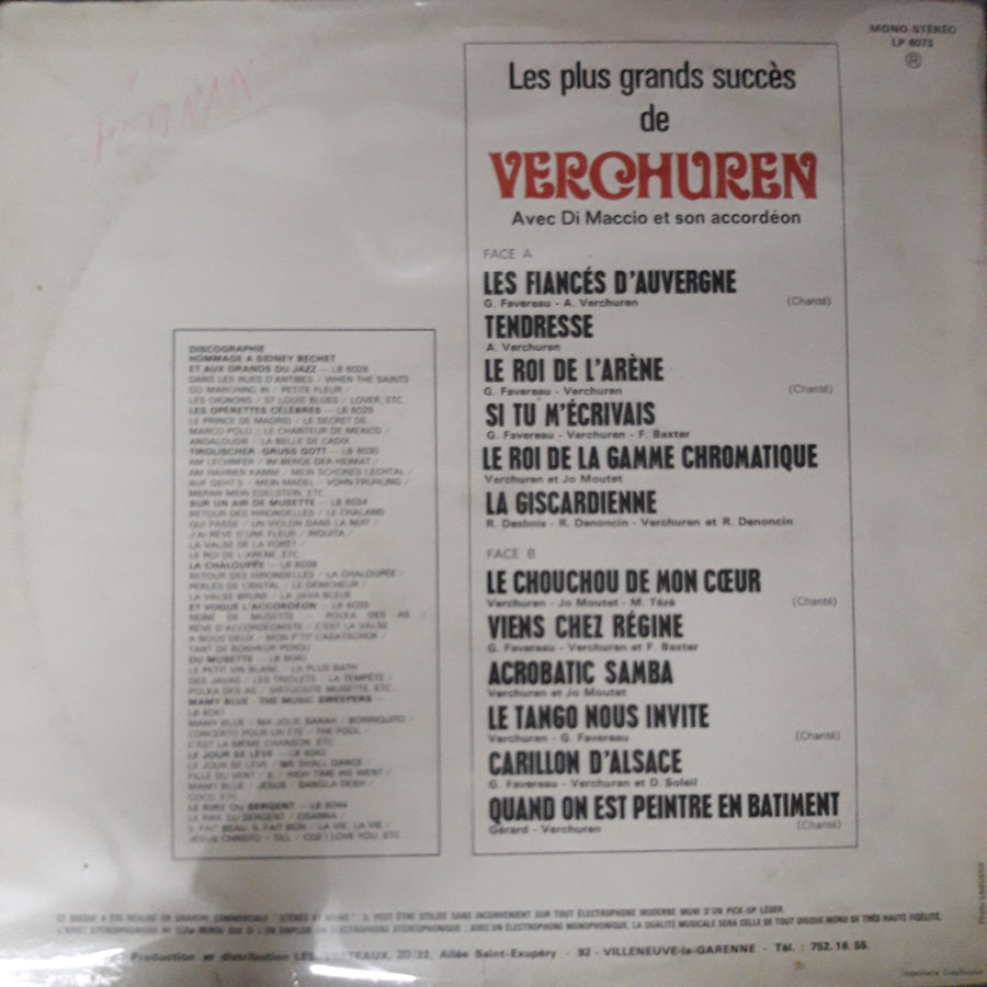 แผ่นเสียง Christian Di-Maccio - Les Plus Grands Succès De Verchuren Vinyl G