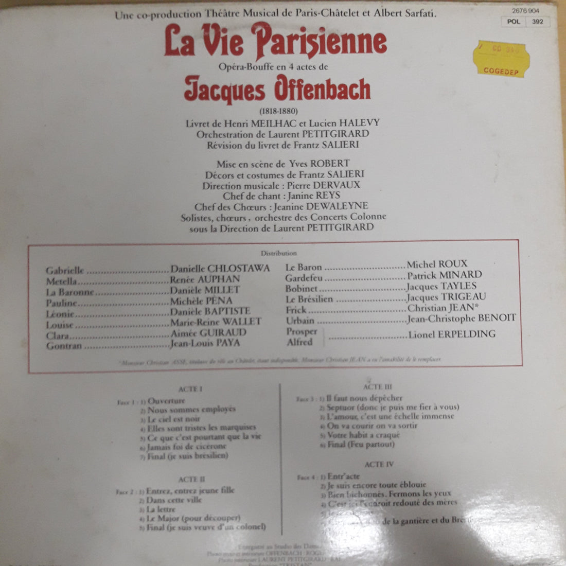 แผ่นเเสียง Jacques Offenbach, Frantz Salieri, Yves Robert , Laurent Petitgirard - La Vie Parisienne Vinyl VG+ 2LPs