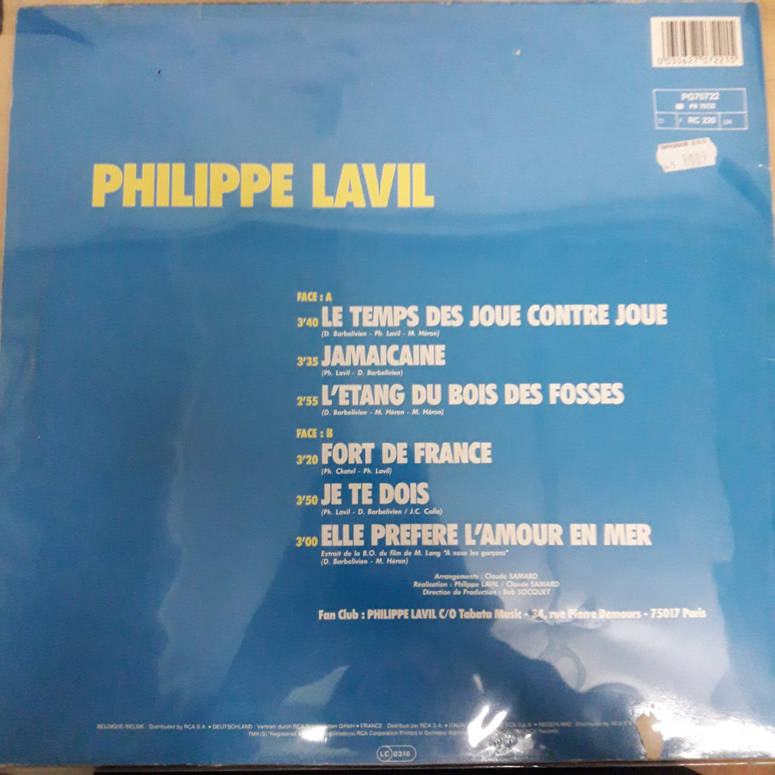 แผ่นเเสียง Philippe Lavil - Elle Préfère L'amour En Mer Vinyl VG+