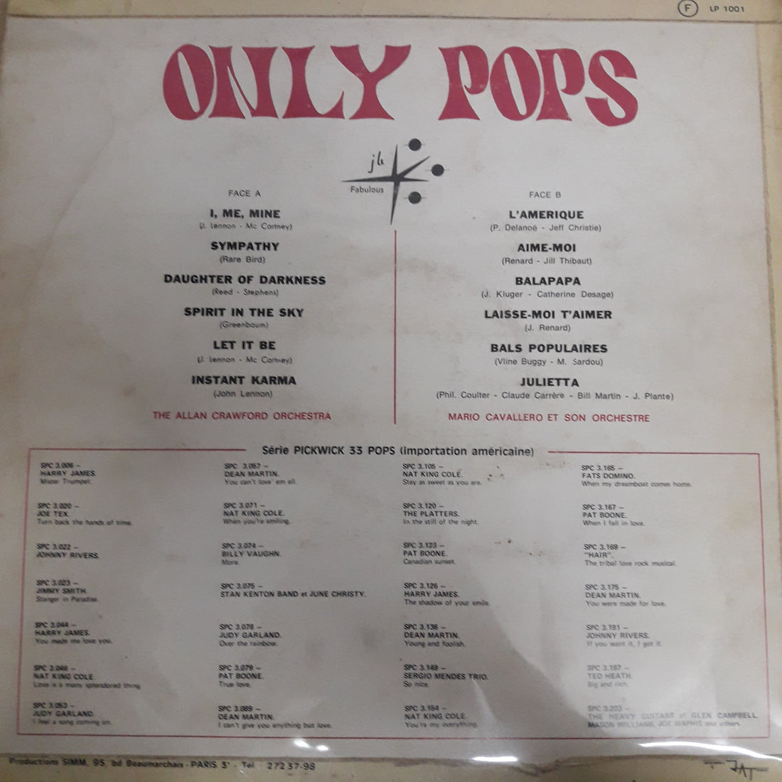 แผ่นเสียง The Allan Crawford Orchestra - Only Pops Vinyl G