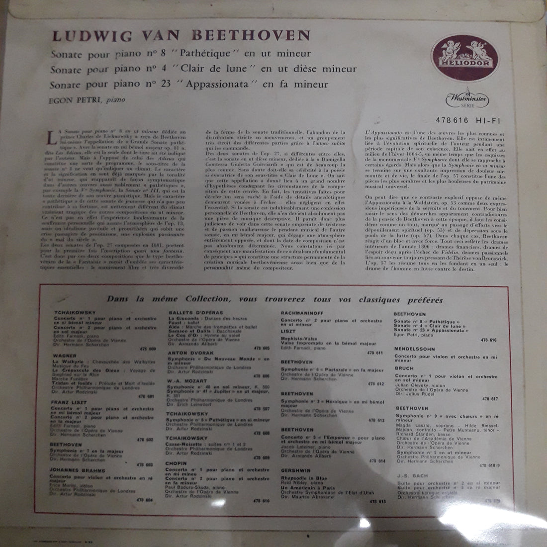 แผ่นเสียง Ludwig van Beethoven, Egon Petri - Sonates Pour Piano Vinyl VG+