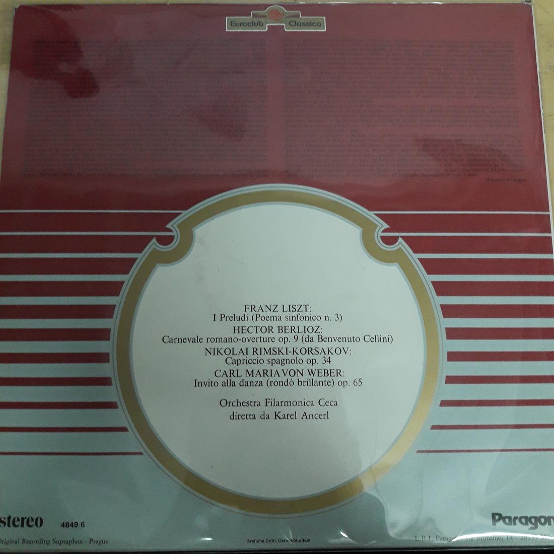 แผ่นเสียง Franz Liszt, Hector Berlioz, Nikolai Rimsky-Korsakov, Carl Maria von Weber, Karel Ančerl, The Czech Philharmonic Orchestra - Musica Romantico - Sinfonica Vinyl VG+