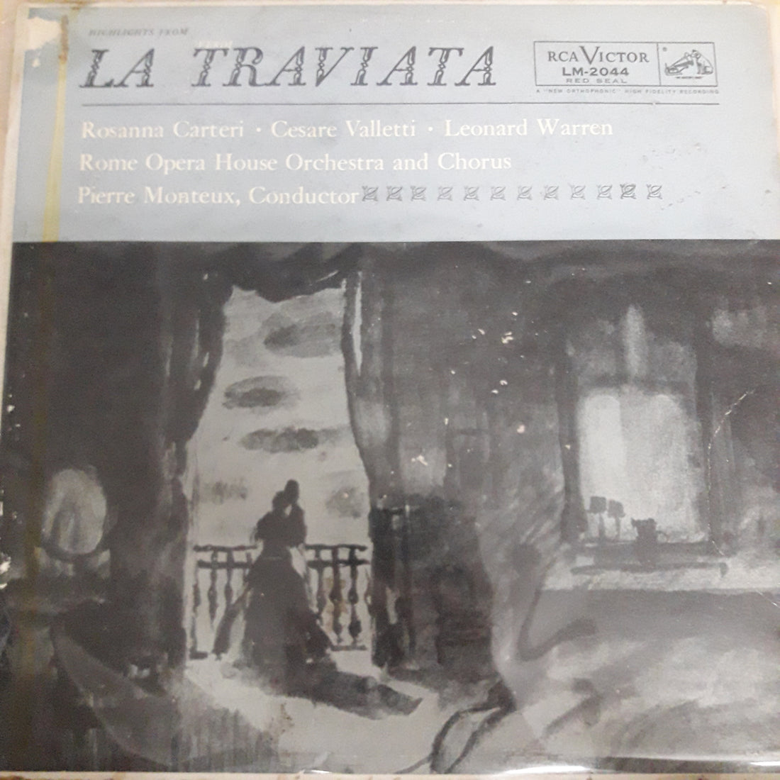 แผ่นเสียง Giuseppe Verdi, Orchestra Del Teatro Dell'Opera Di Roma & Coro Del Teatro Dell'Opera Di Roma, Pierre Monteux, Rosanna Carteri, Cesare Valletti, Leonard Warren - La Traviata - Highlights Vinyl VG+