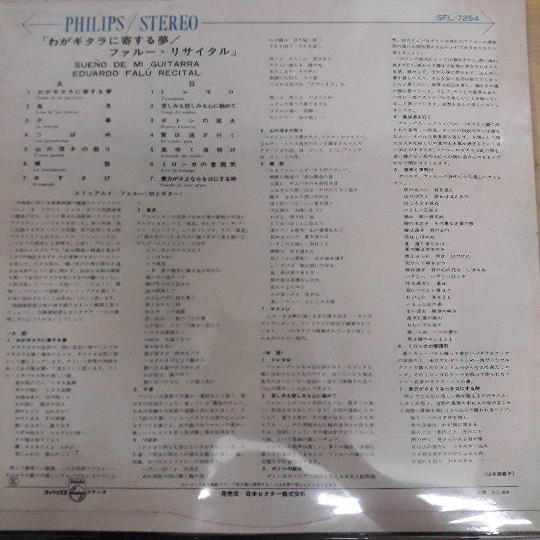 แผ่นเสียง Eduardo Falu - Sueno De Mi Guitarra Vinyl VG+