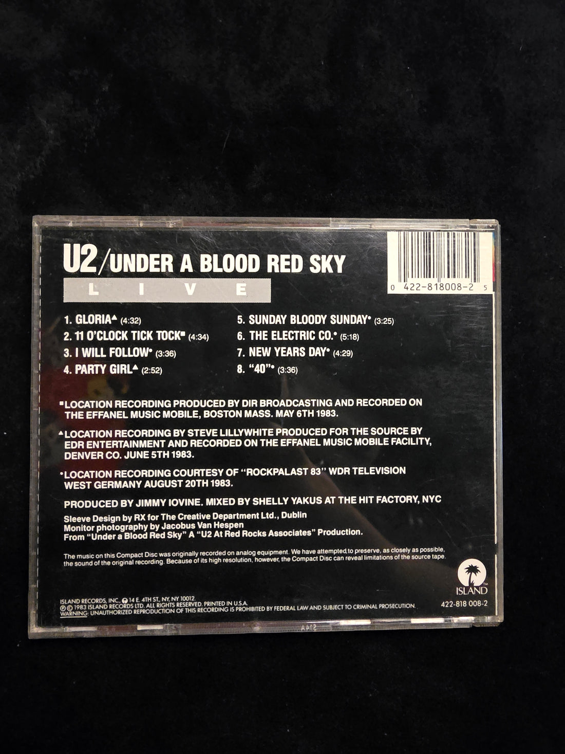 U2 - Live "Under A Blood Red Sky" CD NM or M-