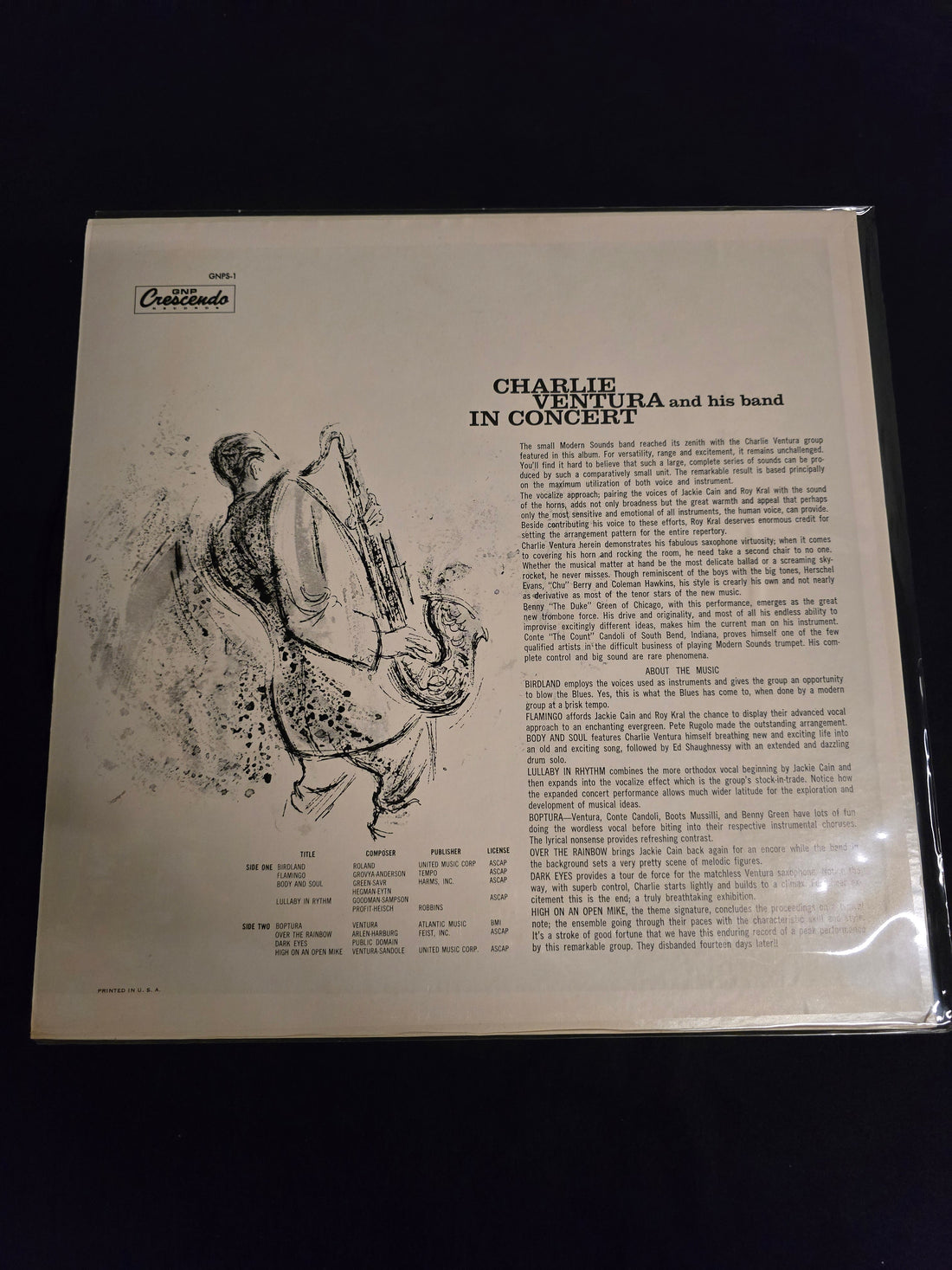 แผ่นเสียง Charlie Ventura - Charlie Ventura And His Band In Concert Vinyl VG+