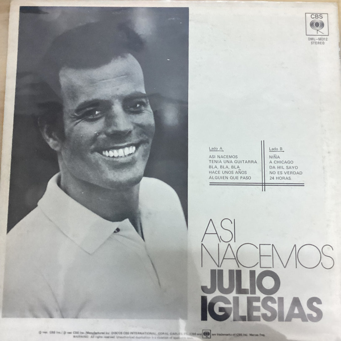 แผ่นเสียง Julio Iglesias - Asi Nacemos Vinyl VG+