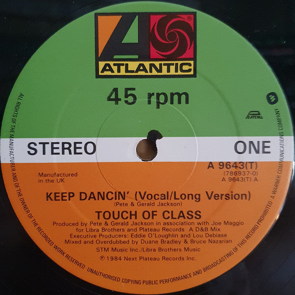 Touch Of Class : Keep Dancin' (12", Single)