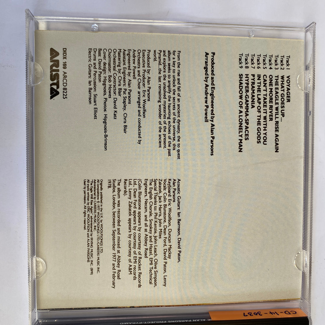 ซีดี The Alan Parsons Project - Pyramid CD NM or M-