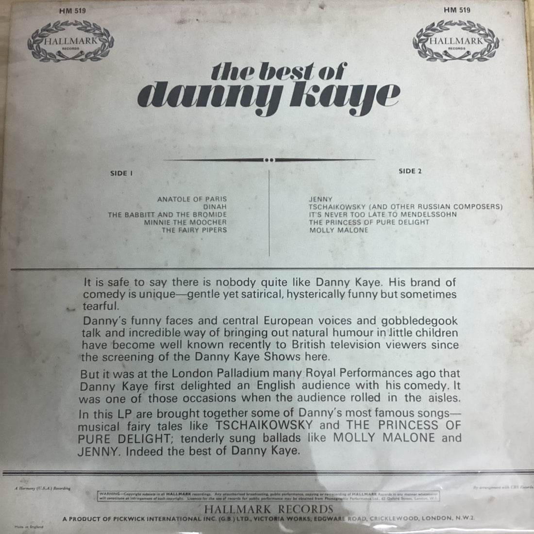 แผ่นเสียง Danny Kaye - The Best Of Danny Kaye Vinyl VG+