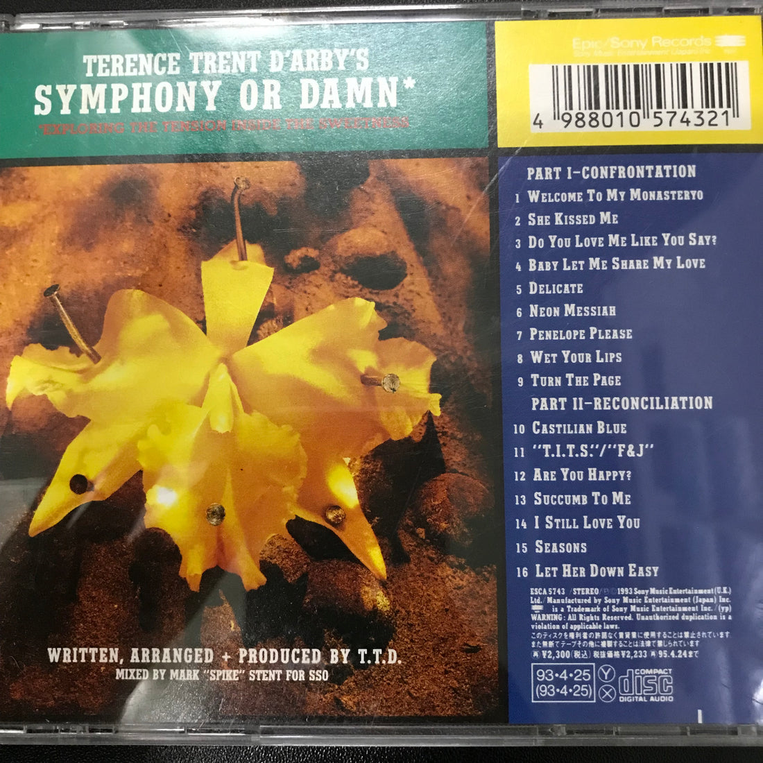 ซีดี Terence Trent D'Arby / Terence Trent D'Arby - Terence Trent D'Arby's Symphony Or Damn* = テレンス・トレント・ダービーSymphony Or Damn CD VG+