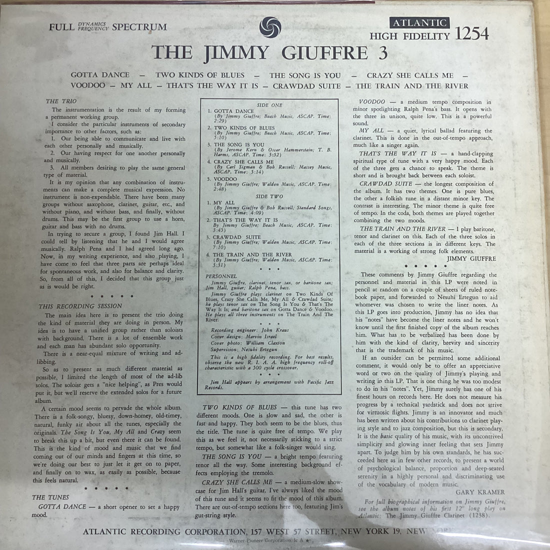 แผ่นเสียง The Jimmy Giuffre Trio - The Jimmy Giuffre 3 Vinyl VG+
