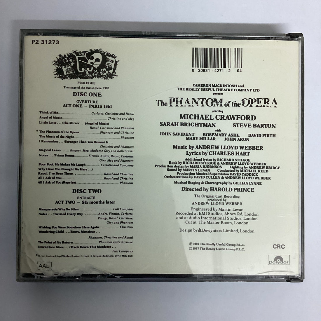 ซีดี Andrew Lloyd Webber - The Phantom Of The Opera CD VG 2CDs