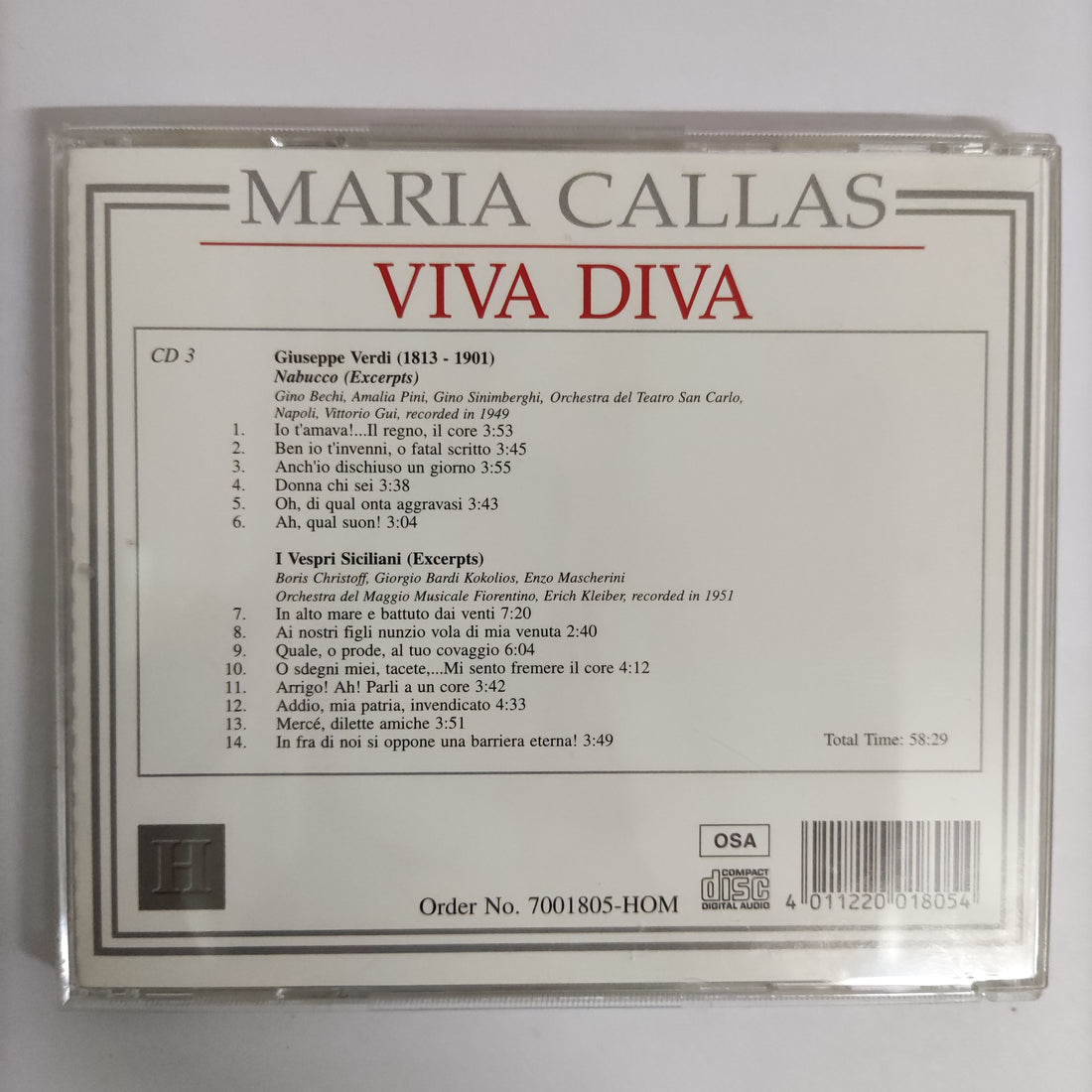 ซีดี Maria Callas - Viva Diva Verdi Vol.1 - Vol.5 CD VG+