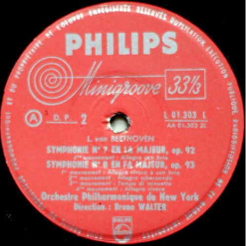 แผ่นเสียง Ludwig van Beethoven, New York Philharmonic, Bruno Walter - Intégrale Des Symphonies En 6 Disques - Symphonies N° 7 Et 8 Vinyl VG+