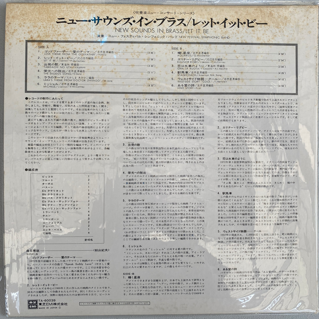 แผ่นเสียง New Festival Symphonic Band - Young Pops In Brass !! Vinyl VG+