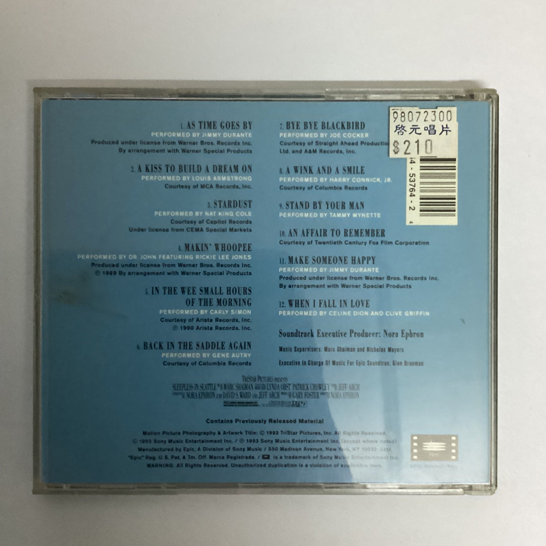 ซีดี Various - Sleepless In Seattle Original Motion Picture Soundtrack CD VG+