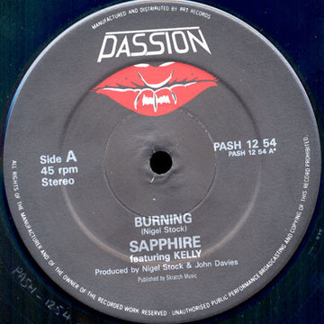 Sapphire Featuring Kelly Marie : Burning (12")