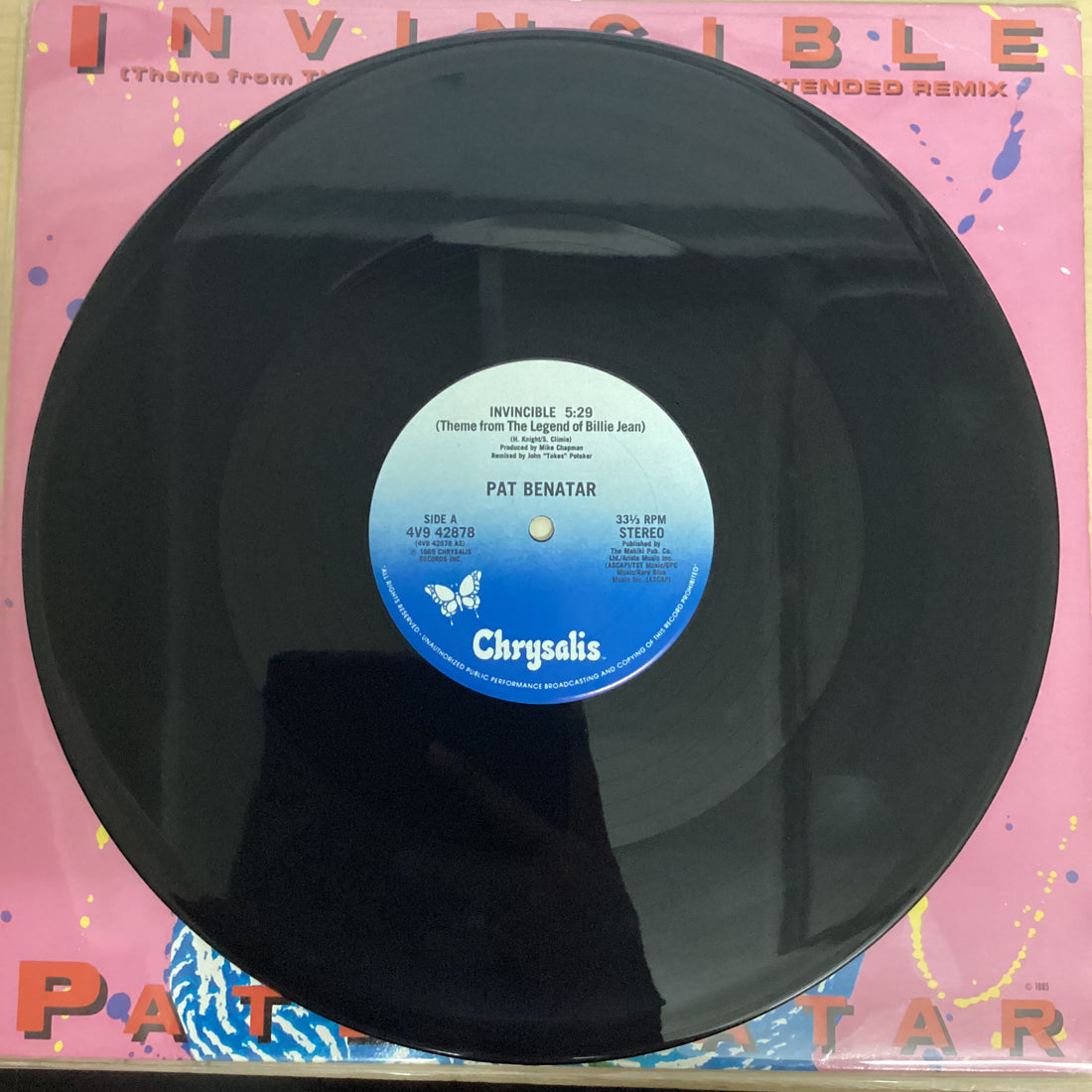 แผ่นเสียง Pat Benatar - Invincible Theme From The Legend Of Billie Jean Extended Remix Vinyl VG+