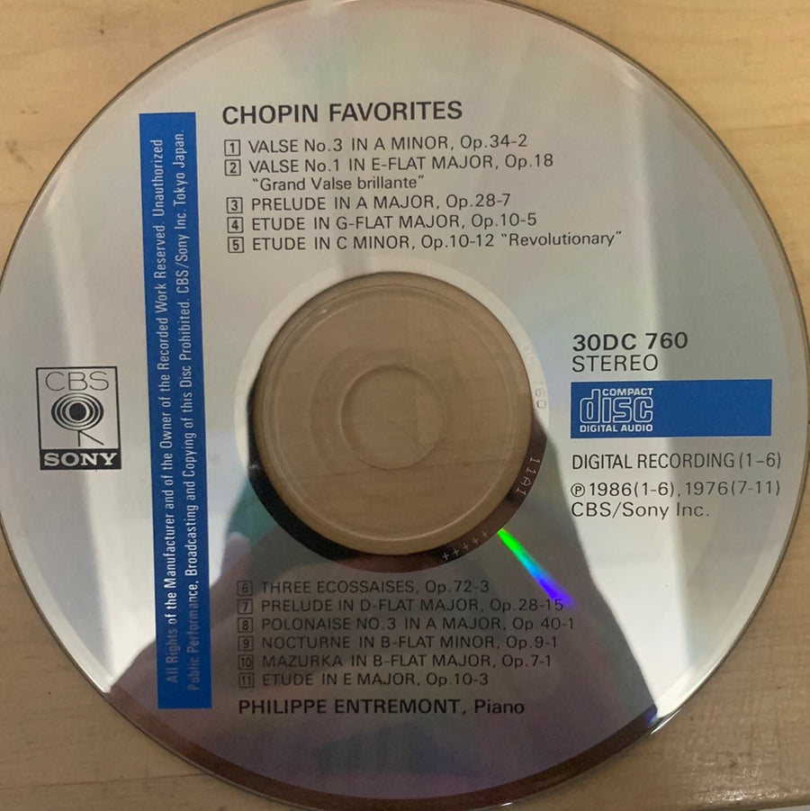 ซีดี Philippe Entremont - Chopin Favorites (CD) (VG+)