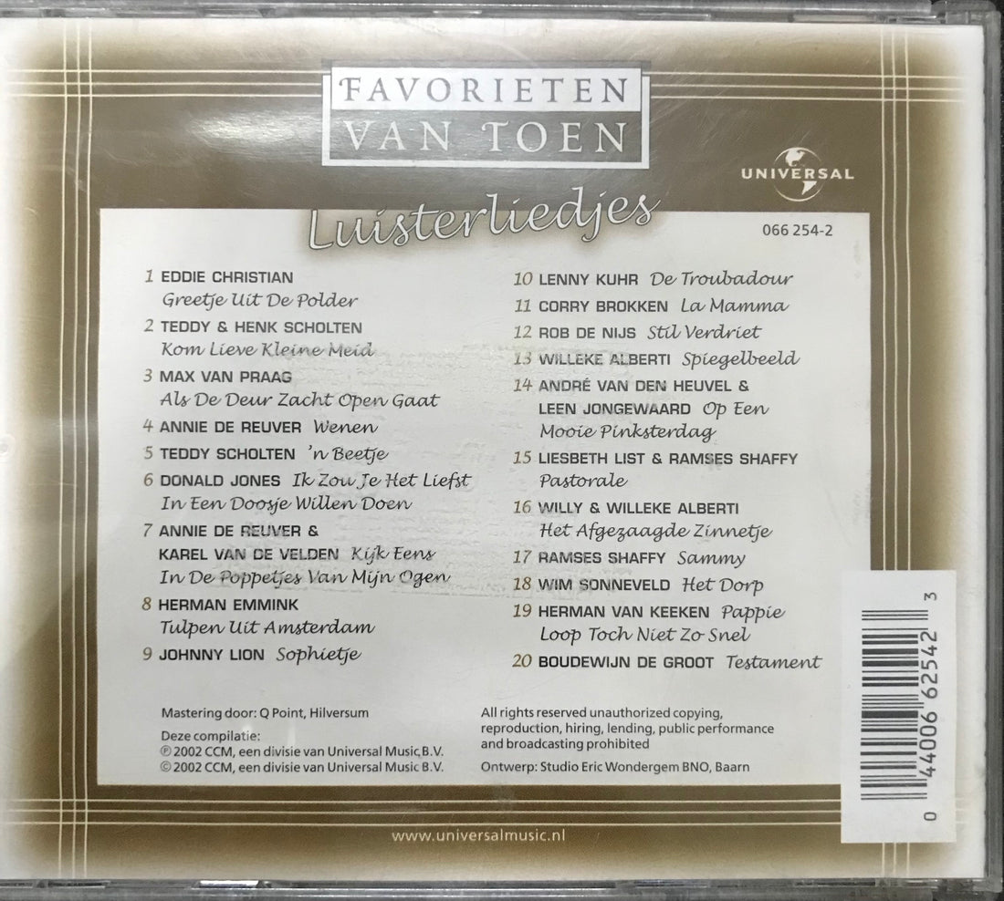 ซีดี Various - Luisterliedjes CD VG+