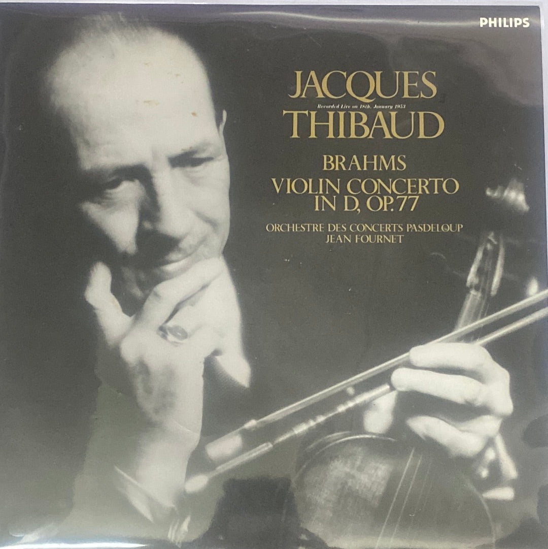 Jacques Thibaud, Johannes Brahms - Orchestre De L'Association Des Concerts Pasdeloup, Jean Fournet - Violin Concerto In D, Op. 77 (Vinyl) (VG+)